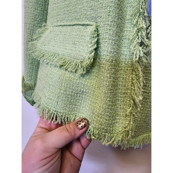 Sag Harbor Sz 8 Blazer Jacket Waffle Knit Fray Trim Pockets Chic Easter Pastel - Picture 4 of 12